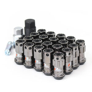 Project Kics R40 Iconix Classical Lug Nuts Gunmetal Body w/ Black Plastic Cap - 16+4 Combo