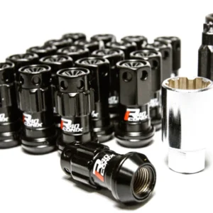 Project Kics R40 iCONiX Black Lug Nuts w/ Black Plastic Caps - 16 Lugs + 4 Locks